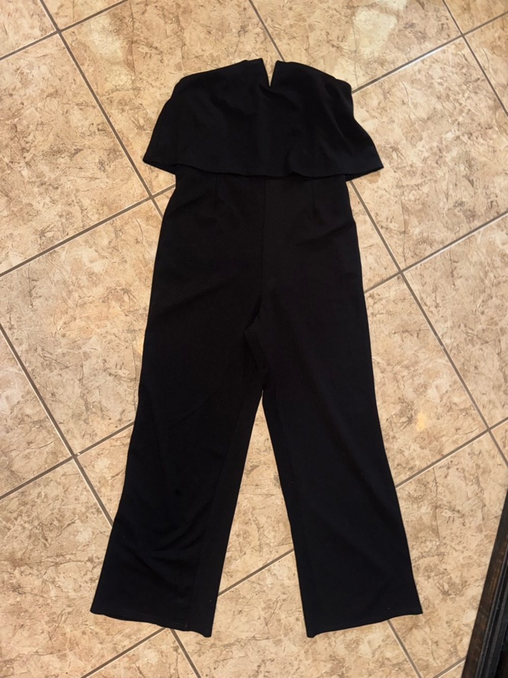 Black Strapless Wide-Leg Jumpsuit